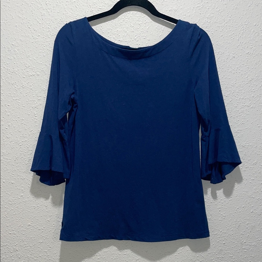 Lilly Pulitzer Navy Blouse with Flared Sleeves